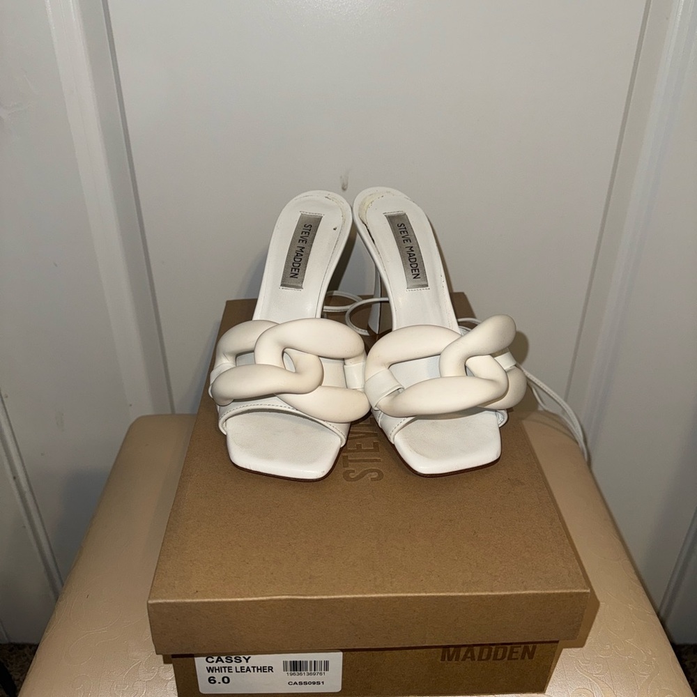 Steve Madden Women's White Leather Heels